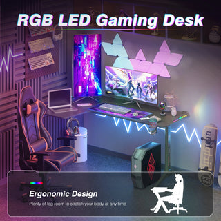 Scrivania Gaming Stile Moderno Luce RGB Durevole Gioco Accessori Arredamento Ufficio Casa - INTERIOR DREAM DESIGN