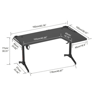 Scrivania Gaming Stile Moderno Luce RGB Durevole Gioco Accessori Arredamento Ufficio Casa - INTERIOR DREAM DESIGN