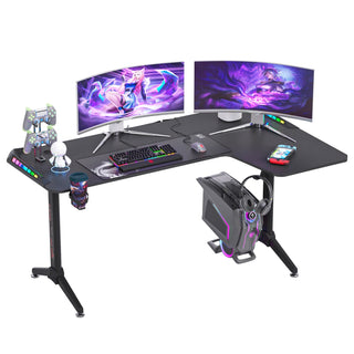 Scrivania Gaming Stile Moderno Luce RGB Durevole Gioco Accessori Arredamento Ufficio Casa - INTERIOR DREAM DESIGN