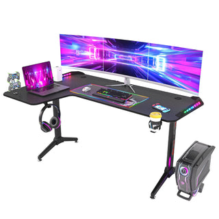 Scrivania Gaming Stile Moderno Luce RGB Durevole Gioco Accessori Arredamento Ufficio Casa - INTERIOR DREAM DESIGN