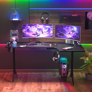 Scrivania Gaming Stile Moderno Luce RGB Durevole Gioco Accessori Arredamento Ufficio Casa - INTERIOR DREAM DESIGN