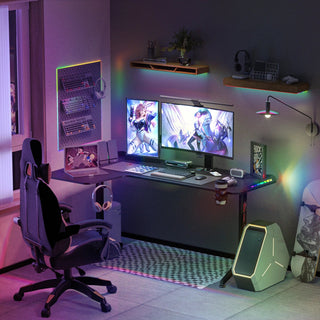 Scrivania Gaming Stile Moderno Luce RGB Durevole Gioco Accessori Arredamento Ufficio Casa - INTERIOR DREAM DESIGN