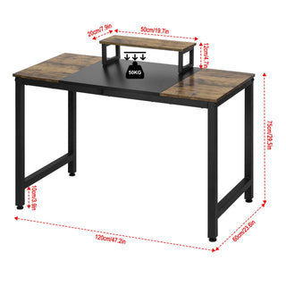 Scrivania Ufficio Poggia Pc Legno Metallo Nero Marrone Elegante Professionale Comodo Accessori Arredamento Casa - INTERIOR DREAM DESIGN