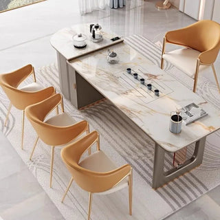 Sedia Cucina Pranzo Pelle Imbottita Cashmere Acciaio Inossidabile Spugna Accessori Arredamento Casa - INTERIOR DREAM DESIGN