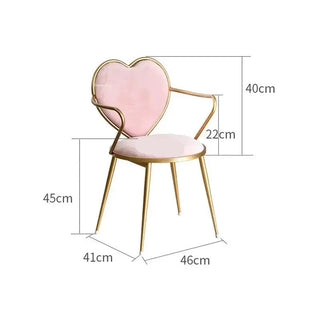 Sedia Cuore Particolare Diversi Colori Morbida Comoda Metallo Velluto Decorazione Casa Salotto-INTERIOR DREAM DESIGN