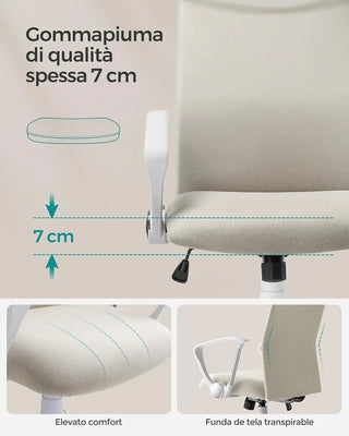 Sedia Ergonomica Diversi Colori Rosa Nero Grigio Beige Ufficio Capacità Carico 120kg-INTERIOR DREAM DESIGN