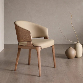 Sedia Legno Design Moderno Decorazione Salotto Colore Nude Decorazione Elegante-INTERIOR DREAM DESIGN