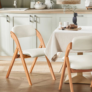 Sedia Pieghevole Colori Grigio Chiaro Bianco Base Legno Marrone Peso Prodotto 5kg Capacità Carico 120kg-INTERIOR DREAM DESIGN