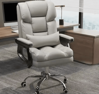 Sedia Poggiapiedi Ufficio Comoda Ergonomica Rotazione Inclinazione Colore Nero Ecopelle - INTERIOR DREAM DESIGN