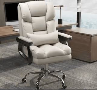 Sedia Poggiapiedi Ufficio Comoda Ergonomica Rotazione Inclinazione Colore Nero Ecopelle - INTERIOR DREAM DESIGN