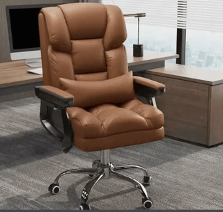 Sedia Poggiapiedi Ufficio Comoda Ergonomica Rotazione Inclinazione Colore Nero Ecopelle - INTERIOR DREAM DESIGN