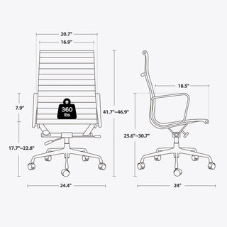 Sedia Regolabile Ufficio 5 Ruote Imbottita Rivestita Pelle Comoda Morbida Schienale Altezza Regolabile Nero Accessori Arredamento Lavoro Scrivania - INTERIOR DREAM DESIGN