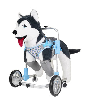 Sedia Rotelle Argento Azzurro Dimensioni Adatte Cani 4/9KG Acciaio Tela Animali Domestici Piccole Dimensioni-INTERIOR DREAM DESIGN