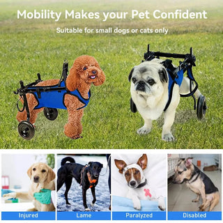 Sedia Rotelle Colore Blu Alluminio Poliestere Tela Diverse Taglie Animali Domestici Disabili-INTERIOR DREAM DESIGN