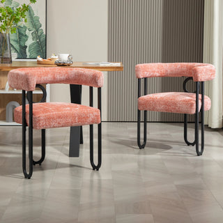 Sedia Schienale Rotondo Rosa Decorazione Moderno Rosa Comoda Design Arredo Cucina - INTERIOR DREAM DESIGN