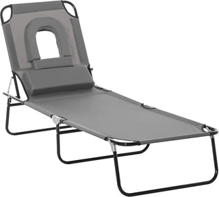 Sedia Sdraio Esterno Pieghevole Foro Viso Cuscini Lettino Prendisole-INTERIOR DREAM DESIGN