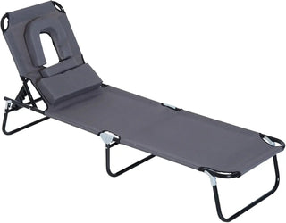 Sedia Sdraio Esterno Pieghevole Foro Viso Cuscini Lettino Prendisole-INTERIOR DREAM DESIGN