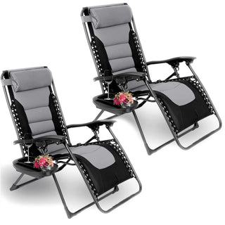 Sedia Set 1/2 Pezzi Colore Grigio Nero Materiale PP Tessuto Dondolo Reclinabile Arredamento Casa-INTERIOR DREAM DESIGN