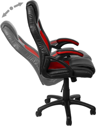 Sedia Ufficio Ecopelle Imbottitura Rossa Nera Comoda Ufficio Gioco Leggera Rotevole-INTERIOR DREAM DESIGN