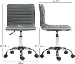 Sedia Ufficio Girevole Sgabello Grigia Regolabile Comoda Stanza Girevole Ruote Ecopelle-INTERIOR DREAM DESIGN