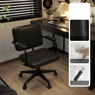 Sedia Ufficio Imbottitura Spugna Rivestimento Ecopelle Diversi Colori Acciaio-INTERIOR DREAM DESIGN