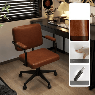 Sedia Ufficio Imbottitura Spugna Rivestimento Ecopelle Diversi Colori Acciaio-INTERIOR DREAM DESIGN