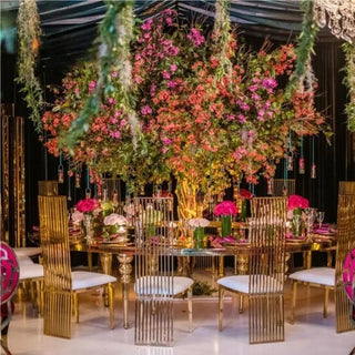 Sedie Eleganti Set 2/4 Pezzi Arredamento Eventi Acciaio Inossidabile Imbottitura Decorazione Feste Colore Oro-INTERIOR DREAM DESIGN