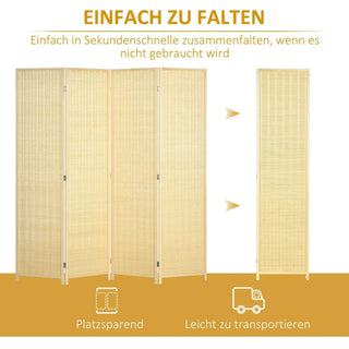 Separè 4 Pannelli Bambù 180x180cm Privacy Camera Letto Separazione Stanza Decorazione - INTERIOR DREAM DESIGN