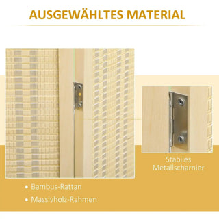 Separè 4 Pannelli Bambù 180x180cm Privacy Camera Letto Separazione Stanza Decorazione - INTERIOR DREAM DESIGN