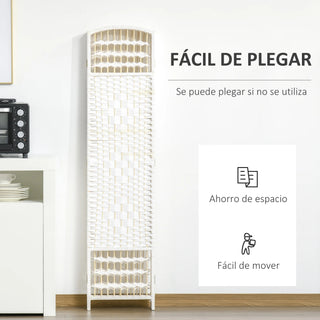 Separè 6 Pannelli Pieghevole Colore Bianco Bambù Legno Camera Letto - INTERIOR DREAM DESIGN