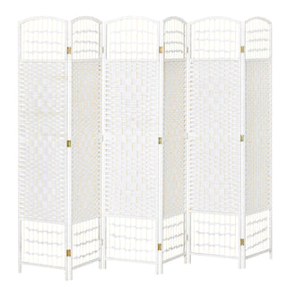 Separè 6 Pannelli Pieghevole Colore Bianco Bambù Legno Camera Letto - INTERIOR DREAM DESIGN
