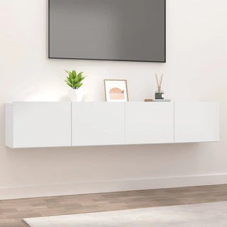 Set 2 Mobili Sospesi Salotto TV 4 Cassetti Bianco Legno Accessori Arredamento Casa - INTERIOR DREAM DESIGN