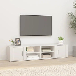 Set 2 Mobili TV Salotto Bianco Ampio Spazio Archiviazione Cassetti Comodo Elegante Legno Resistente Accessori Arredamento Casa - INTERIOR DREAM DESIGN