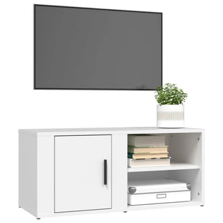 Set 2 Mobili TV Salotto Bianco Ampio Spazio Archiviazione Cassetti Comodo Elegante Legno Resistente Accessori Arredamento Casa - INTERIOR DREAM DESIGN