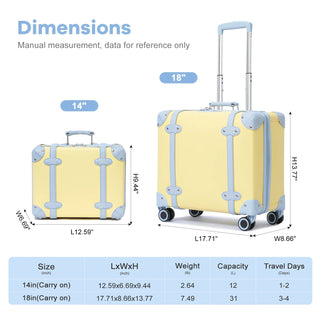 Set 2 Pezzi Valigie Trolley Ruote Forma Rettangolare Diversi Colori Rotazione 360° - INTERIOR DREAM DESIGN