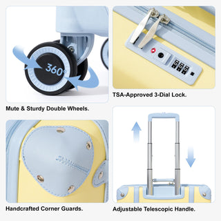 Set 2 Pezzi Valigie Trolley Ruote Forma Rettangolare Diversi Colori Rotazione 360° - INTERIOR DREAM DESIGN