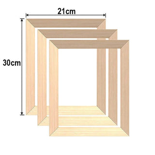 Set 3 Cornici Legno Chiaro 100% Naturale Diverse Dimensioni Accessori Arredamento Casa Interni Decorazione - INTERIOR DREAM DESIGN