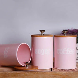 Set 3 Pezzi Contenitori Porta Spezie Materiale Acciaio Decorazione Cucina Contenitori Porta Oggetti-INTERIOR DREAM DESIGN