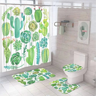 Set 4 Pezzi Accessori Bagno Tenda Tappetino WC Colorati Fantasiosi Particolari-INTERIOR DREAM DESIGN