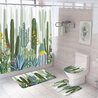 Set 4 Pezzi Accessori Bagno Tenda Tappetino WC Colorati Fantasiosi Particolari-INTERIOR DREAM DESIGN