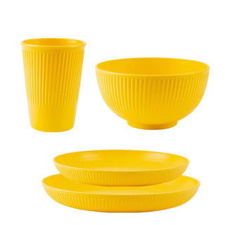 Set 4 Pezzi Piatti Bicchieri Ciotole Plastica Diversi Colori Compatibile Lavastoviglie Microonde Resistente Cucina - INTERIOR DREAM DESIGN