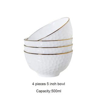 Set 4 Pezzi Piatti Ciotole Materiale Ceramica Design Semplice Moderno Resistente Decorazione Tavola-INTERIOR DREAM DESIGN