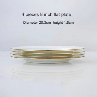 Set 4 Pezzi Piatti Ciotole Materiale Ceramica Design Semplice Moderno Resistente Decorazione Tavola-INTERIOR DREAM DESIGN