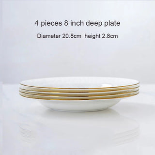 Set 4 Pezzi Piatti Ciotole Materiale Ceramica Design Semplice Moderno Resistente Decorazione Tavola-INTERIOR DREAM DESIGN