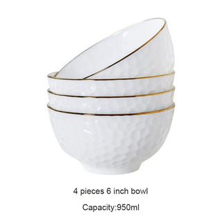 Set 4 Pezzi Piatti Ciotole Materiale Ceramica Design Semplice Moderno Resistente Decorazione Tavola-INTERIOR DREAM DESIGN