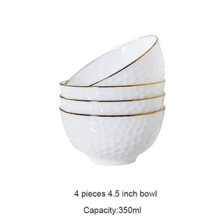 Set 4 Pezzi Piatti Ciotole Materiale Ceramica Design Semplice Moderno Resistente Decorazione Tavola-INTERIOR DREAM DESIGN