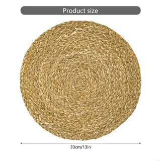 Set 6 Tovagliette Rotonde Rattan Beige Diametro 33cm Arredamento Casa Cucina-INTERIOR DREAM DESIGN