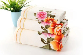 Set Asciugamano Cotone Stile Fiore Peonia Accessori Decorazione Bagno - INTERIOR DREAM DESIGN