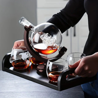 Set Bicchieri Trasparente Design Mappamondo Creativo Elegante Whisky Accessori Cucina - INTERIOR DREAM DESIGN