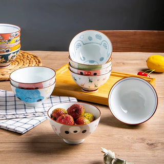 Set Ciotole Colorate Ceramica Fantasiose Divertenti Cucina Pranzo Carine Portatili-INTERIOR DREAM DESIGN